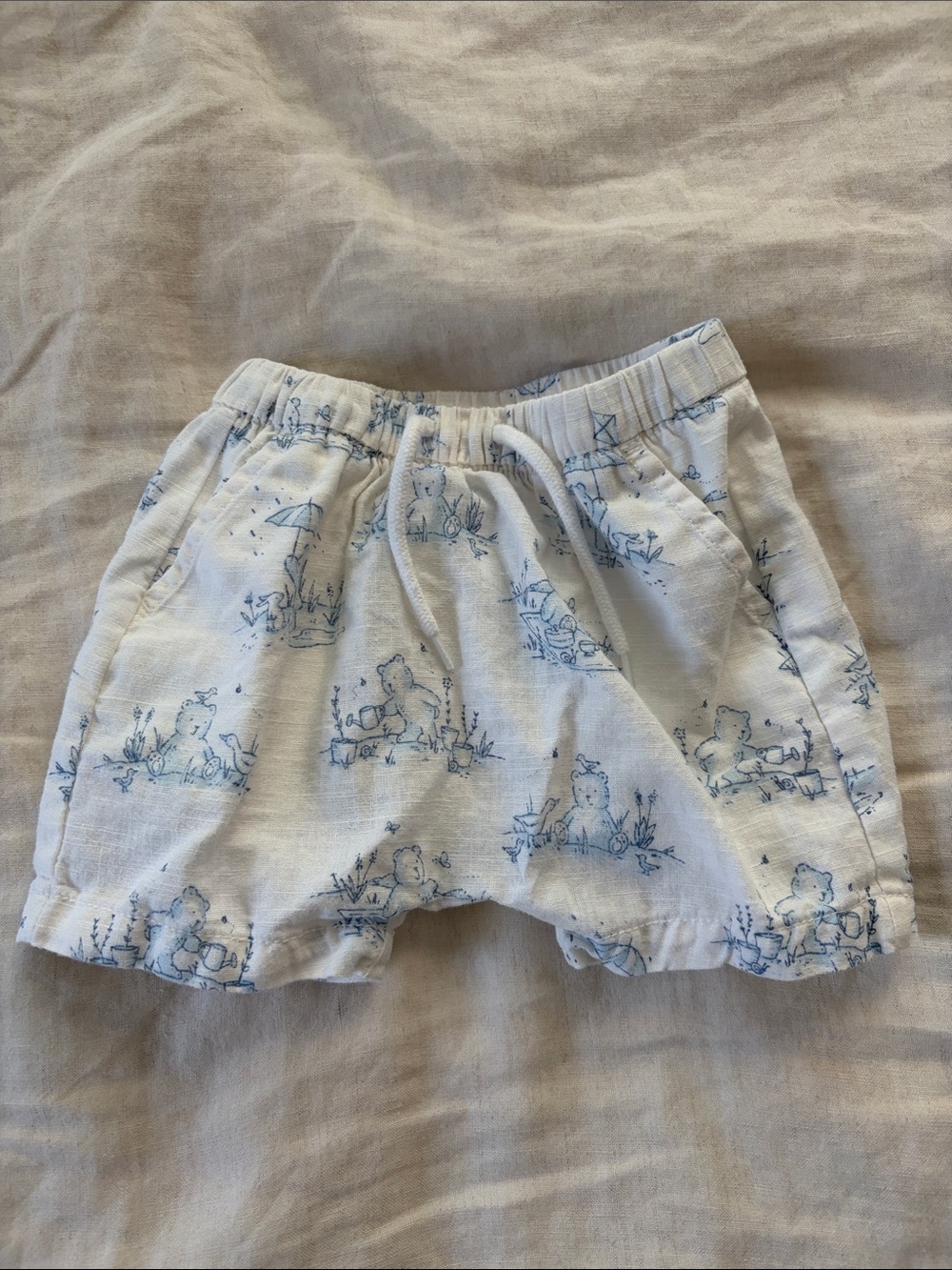 Soft Cotton Blue Print Baby Shorts